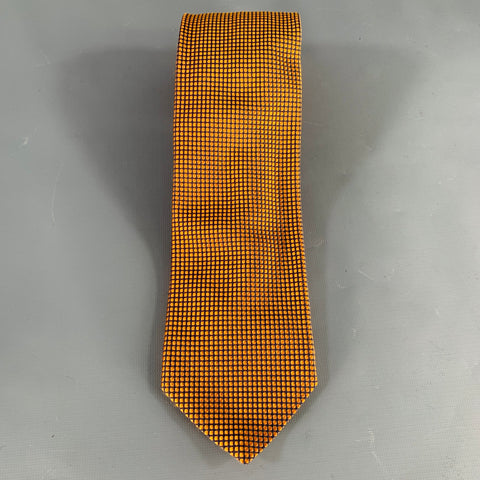 FACONNABLE Orange Black Dots Silk Tie