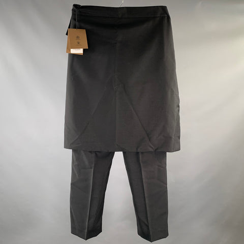 BURBERRY Taille 32 Pantalon Habillé en Laine et Mohair Noir à Braguette Zippée