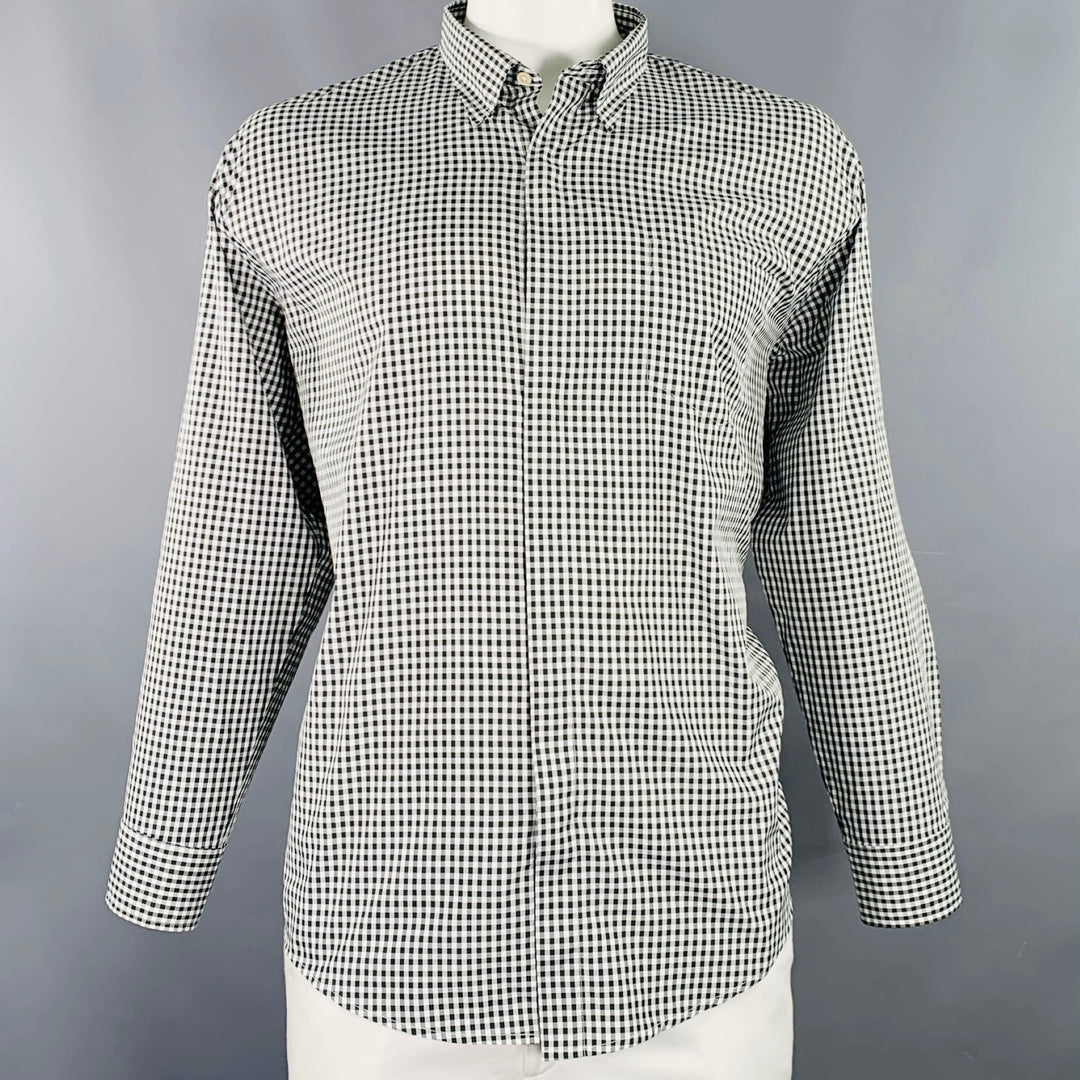 OUR LEGACY Size 44 Black White Gingham Polyester One Pocket Long Sleeve Shirt