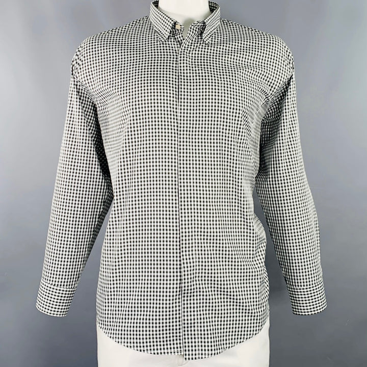 OUR LEGACY Size 44 Black White Gingham Polyester One Pocket Long Sleeve Shirt