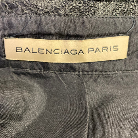 BALENCIAGA Size S Black Blue Polyester Blend Lace Sleeveless Shirt