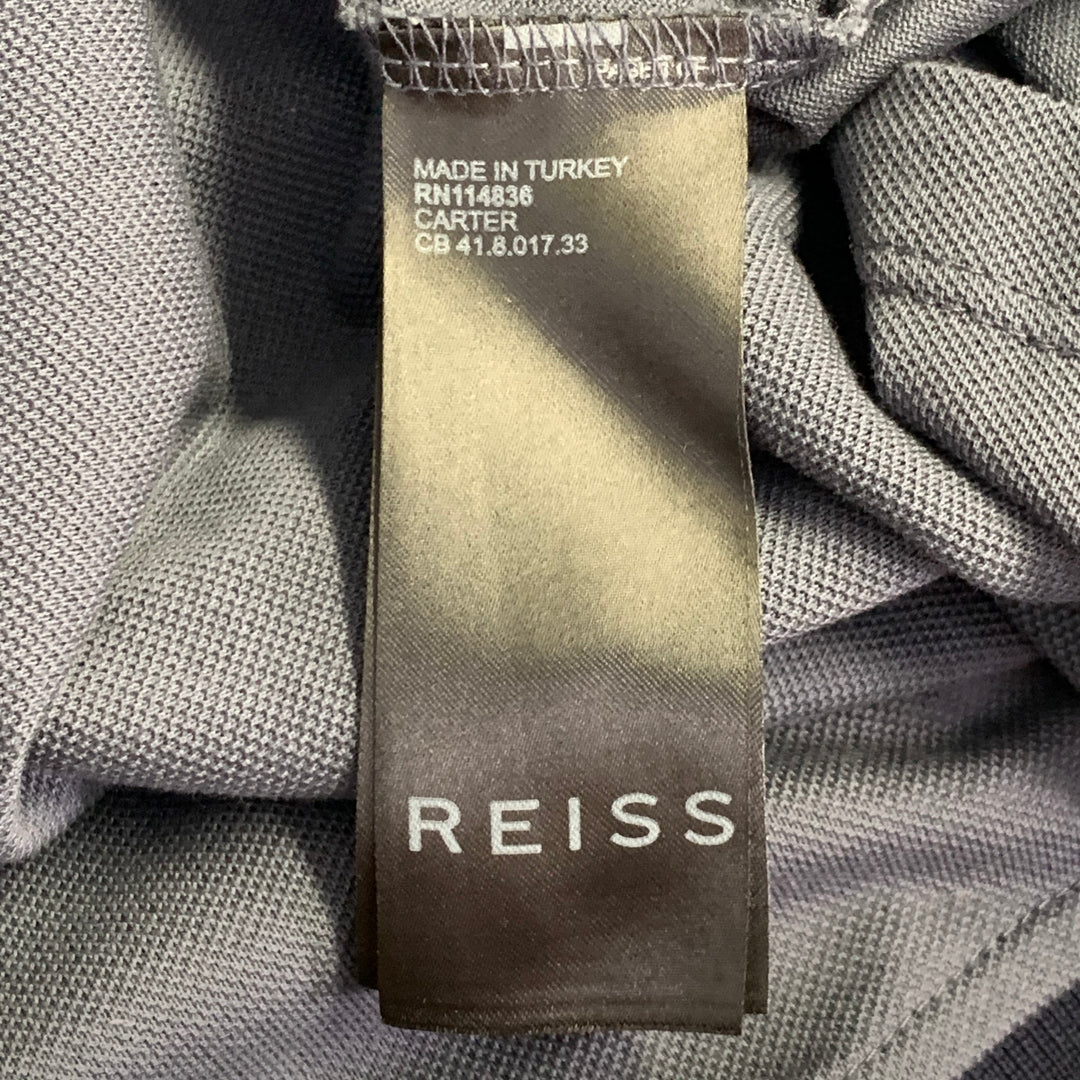 REISS Size S Carter Grey Navy White Contrast Trim Cotton Zip Up Polo