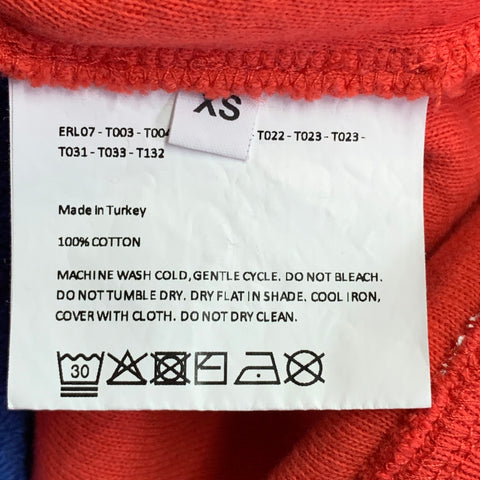 ERL Size XS Red White Blue Flag Cotton Cracked Effect Hooded Sweatshirt