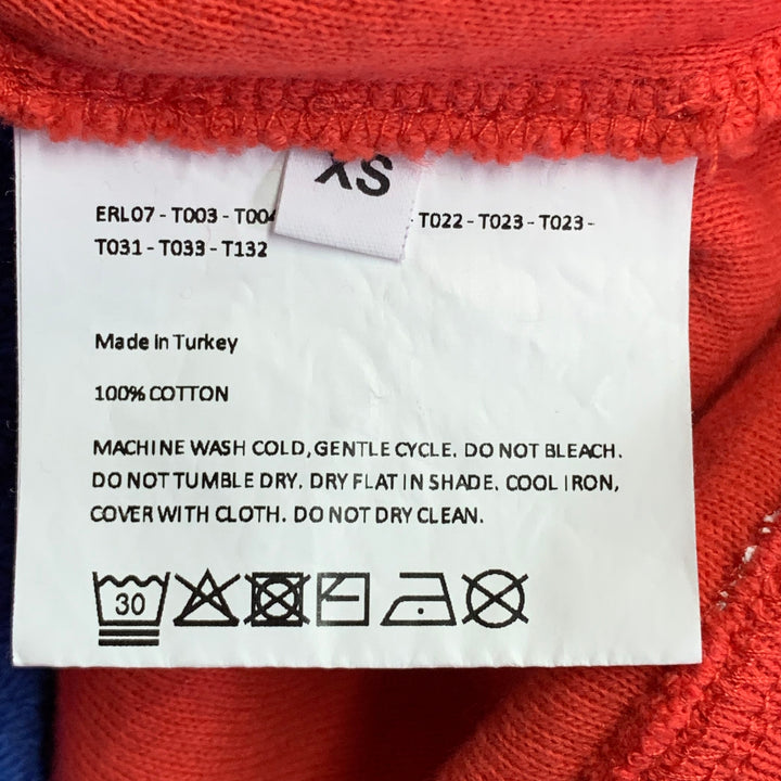 ERL Size XS Red White Blue Flag Cotton Cracked Effect Hooded Sweatshirt
