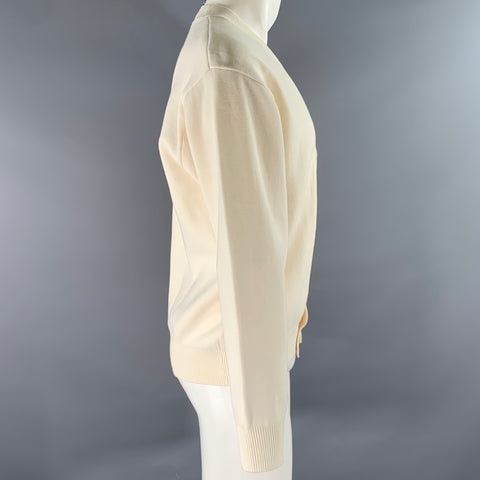 WILSON Size S Cream Navy Logo Cotton Cardigan