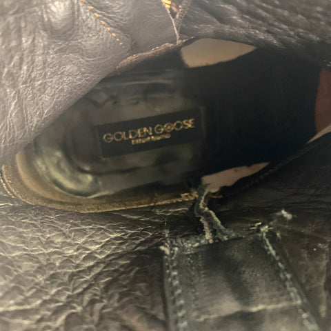 GOLDEN GOOSE Size 8 Black Leather Western Boots