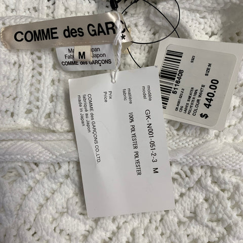 COMME des GARCONS 2022 Size M White Textured Knit Polyester Crew Neck Sweater