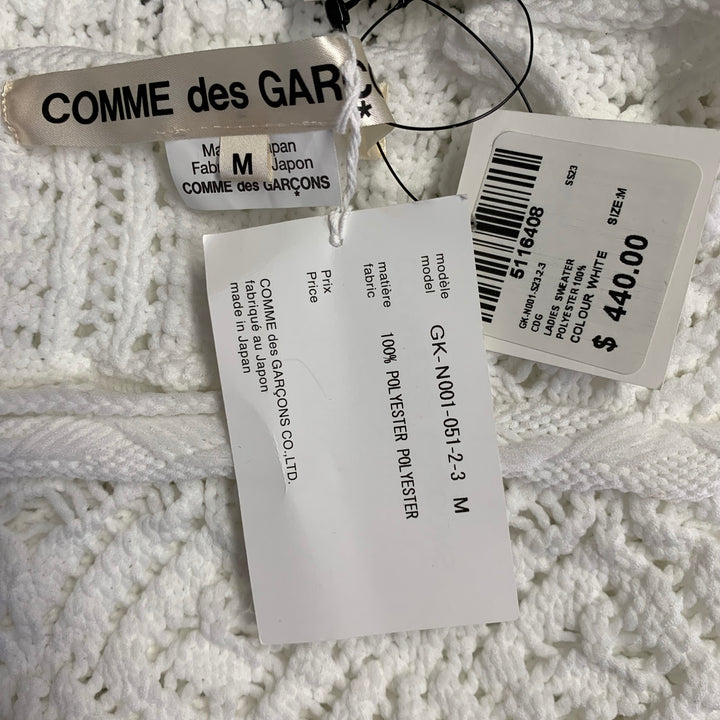 COMME des GARCONS 2022 Size M White Textured Knit Polyester Crew Neck Sweater