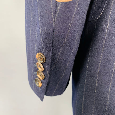 BRUNELLO CUCINELLI Size 44 Navy Grey Pinstripe Wool Cashmere Sport Coat