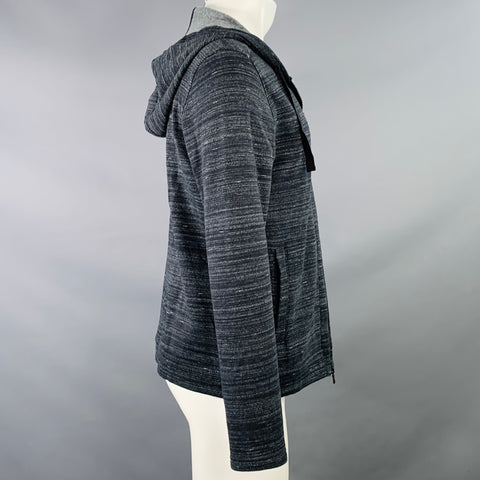 JOHN VARVATOS * U.S.A. Size M Grey Charcoal Heather Cotton Blend Hooded Zip Up Jacket