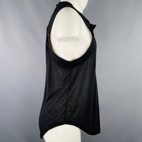 ECKHAUS LATTA Size M Cassius Nightfall Black Polyester Blend Buttoned Tank Top