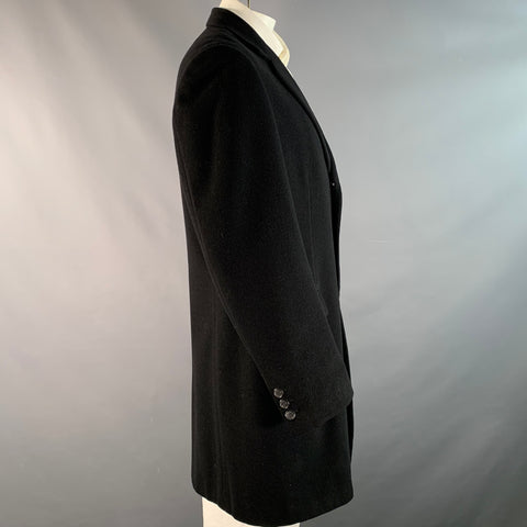 PRADA Manteau noir en cachemire à revers crantés, taille 46