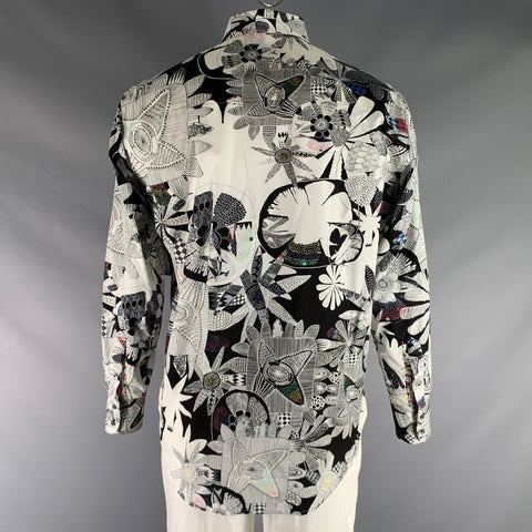 ROBERT GRAHAM Size L White Multi-Color Print Cotton Button Up Long Sleeve Shirt