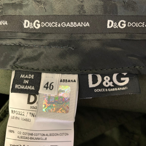 DOLCE & GABBANA Size 30 Green Olive Cotton Cargo Shorts