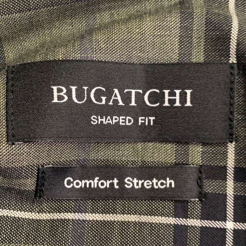 BUGATCHI Size XL Green Black Plaid Cotton Blend Long Sleeve Shirt