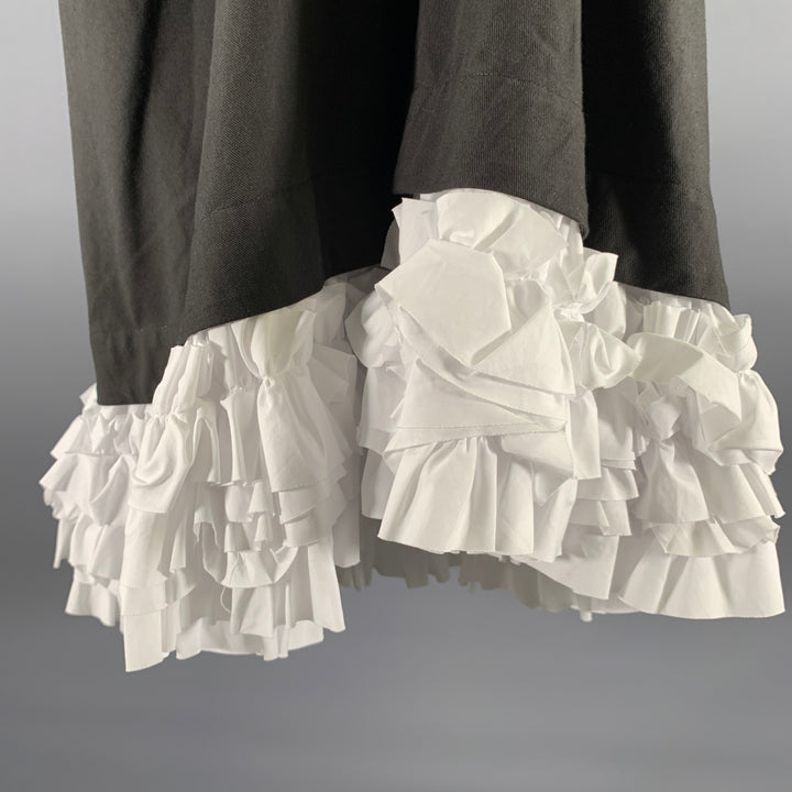 MOLLY GODDARD Size 8 Black White Cotton Ruffled Midi Ankle Skirt