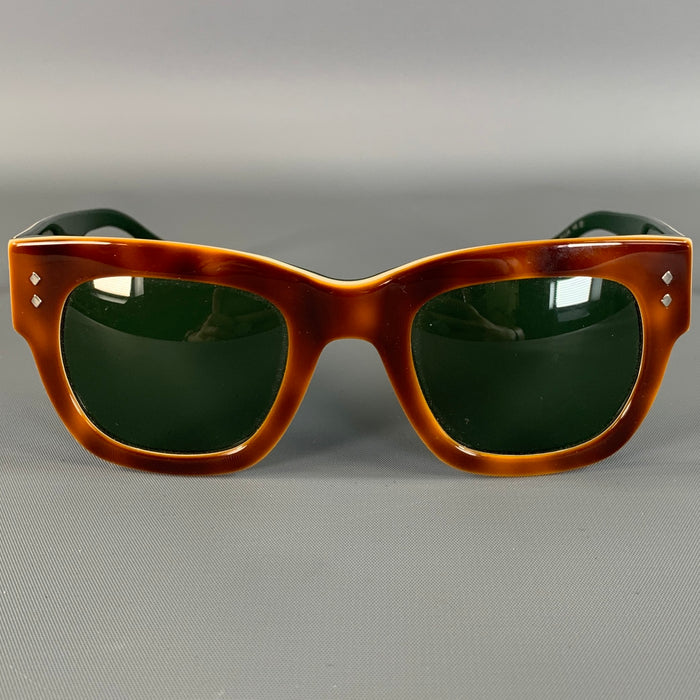 MONCLER Brown Green Tortoise Sunglasses & Eyewear