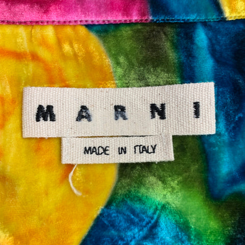 MARNI Size XS Multi Color Roses Print Viscose Silk Velvet Long Sleeve Shirt