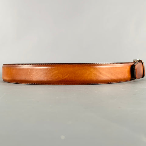 MAGNANNI Size 36 Tan Silver Burnished Leather Belt