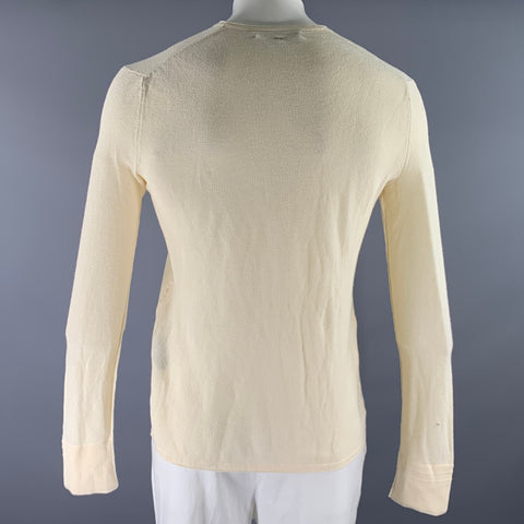 RAG & BONE Size L Cream Knit Cotton Thermal Long Sleeve Shirt