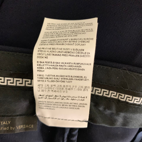 VERSACE Size 4 Navy Viscose Blend Tapered Dress Pants