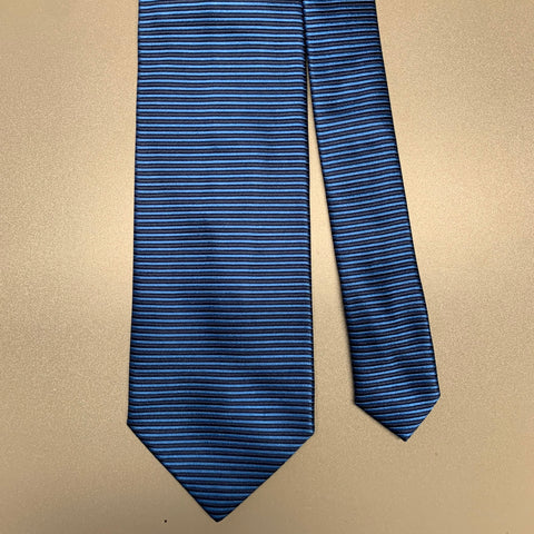 PETER PANOS Blue Black Stripe Silk Tie