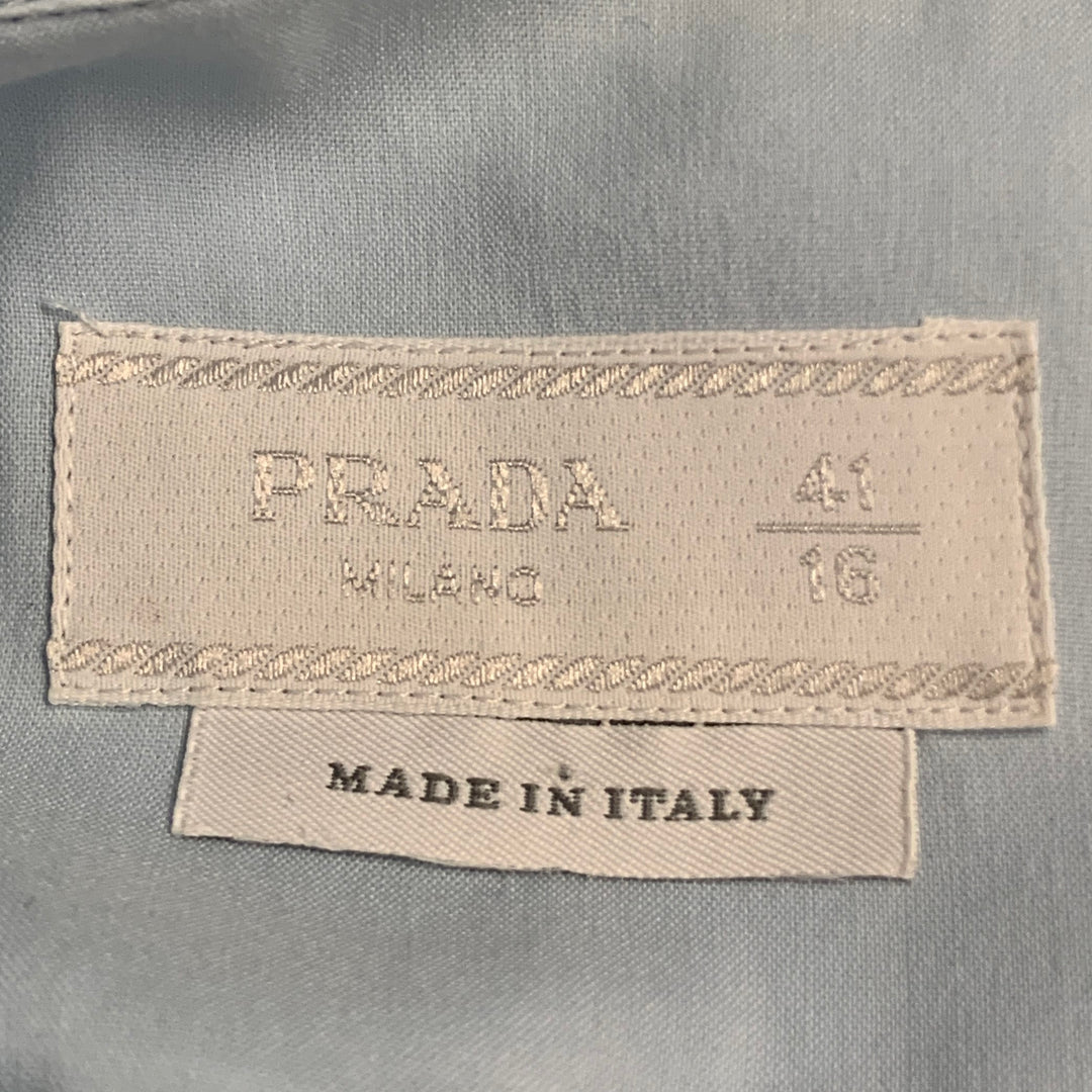PRADA Size M Light Blue Cotton Blend Spread Collar Long Sleeve Shirt
