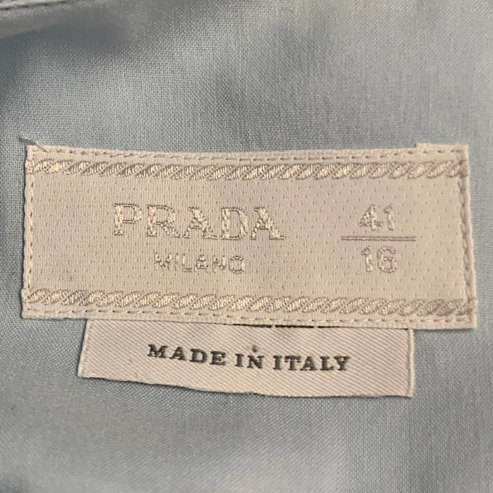 PRADA Size M Light Blue Cotton Blend Spread Collar Long Sleeve Shirt