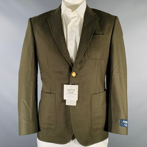 MR. GENTLEMAN Size 42 Green Wool Notch Lapel Sport Coat