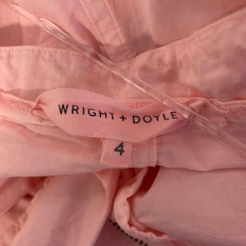 WRITE + DOYLE Size 38 Pink Cotton Blend Pleated Wide-leg Pants