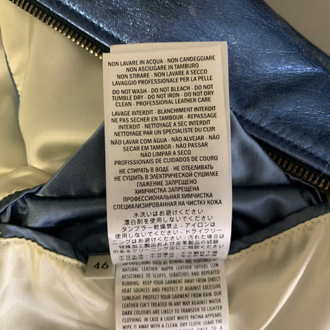 GUCCI Size 36 Blue Metallic Stripe Leather Bomber Jacket