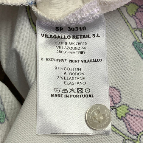 VILAGALLO Size XS Cream Multi Color Cotton Blend Floral Shirt Dress