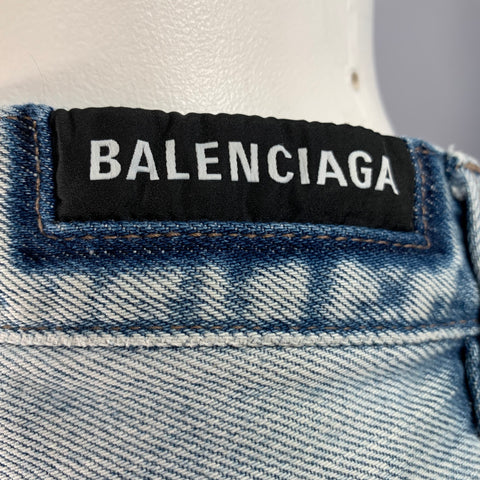 BALENCIAGA Size XS Light Blue Cotton Wide Leg Jeans