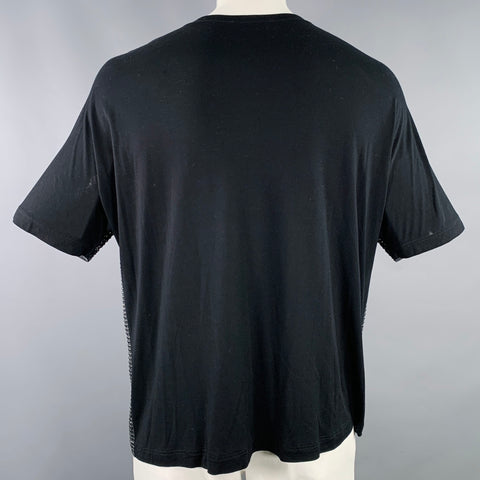 GUCCI Size XL Black Grey Studded Silk Dolman Sleeve T-shirt