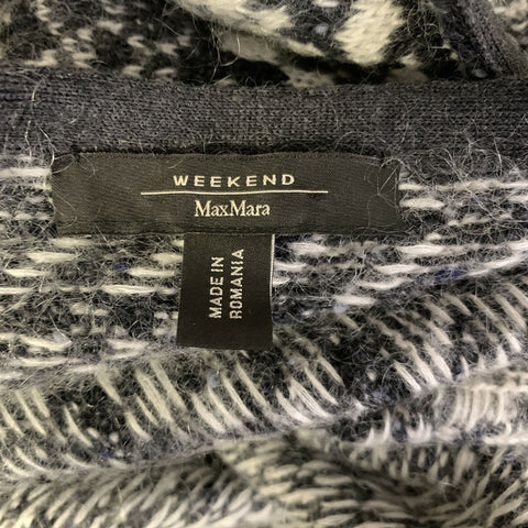 MAX MARA One Size Grey White Wool Blend Geometric Cardigan