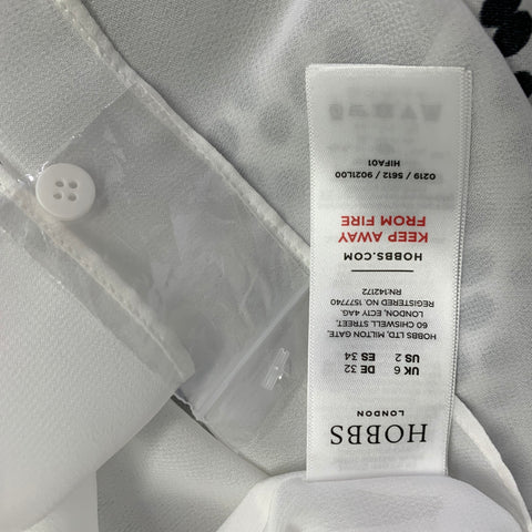 HOBBS LONDON Size 2 White Black Viscose Polka Dot A-Line Dress