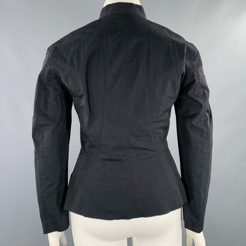 ISSEY MIYAKE Size L Black Nylon Blend Single Breasted Collarless Jacket
