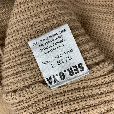 SER.O.YA Size L Beige Cotton Distressed Sweater