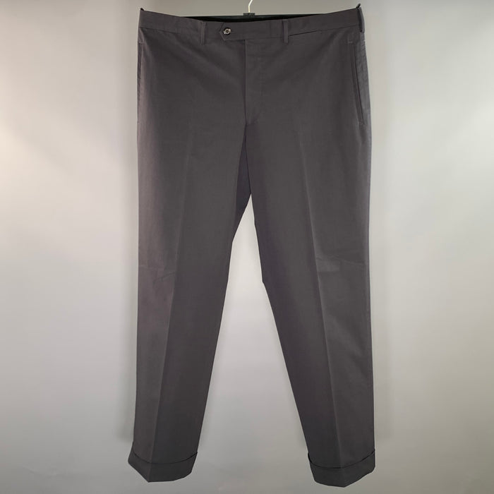 PRADA Size 40 Dark Grey Polyester Cotton Flat Front Dress Pants