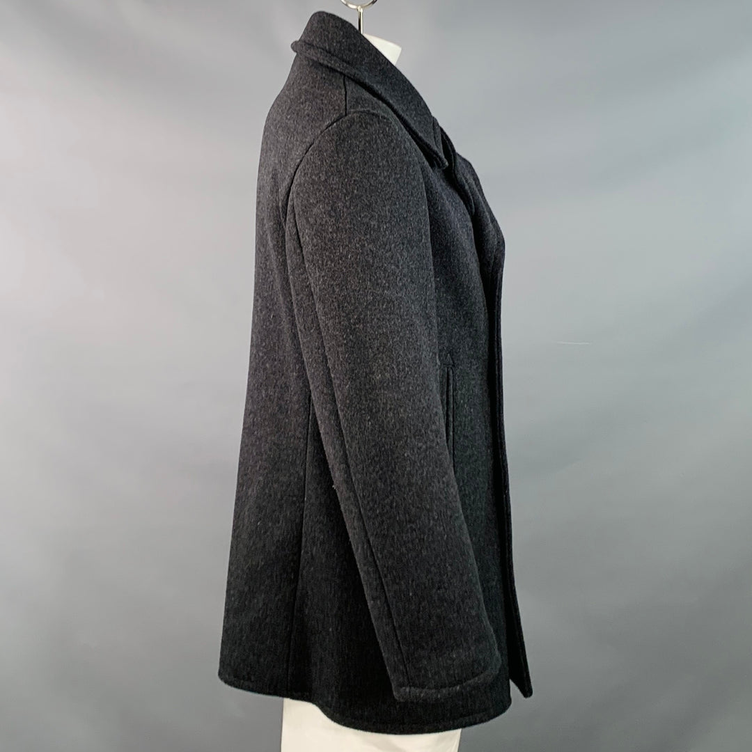 POLO by RALPH LAUREN Melton Size L Charcoal Grey Wool Double Breasted Notch Lapel Peacoat