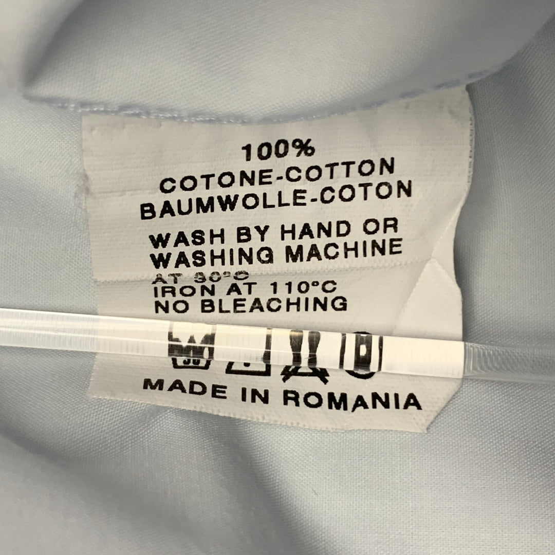 RAF SIMONS Size 42 Light Blue Aqua Cotton Button Down Long Sleeve Shirt