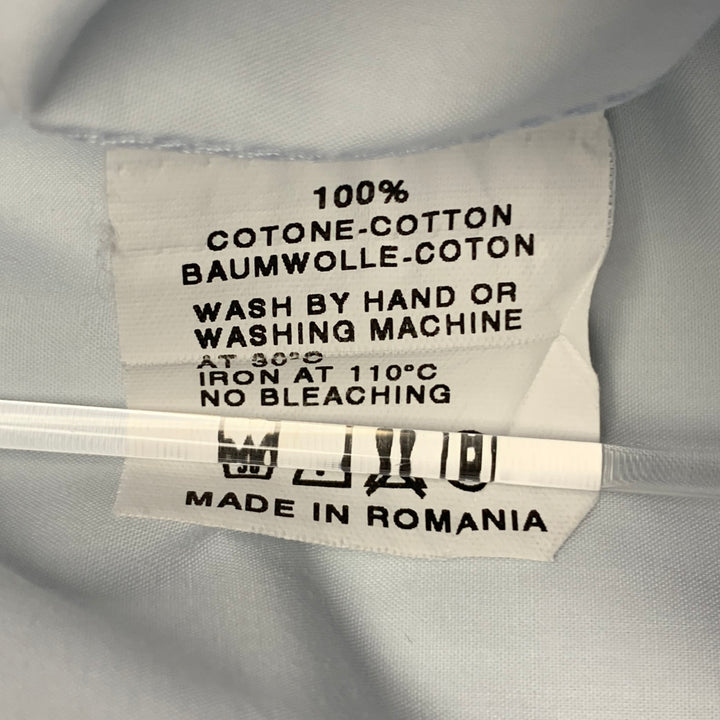 RAF SIMONS Size 42 Light Blue Aqua Cotton Button Down Long Sleeve Shirt