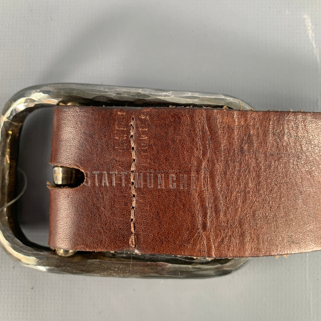 WERKSTATT:MUNCHEN Size 33 Brown Leather Sterling Silver Belt