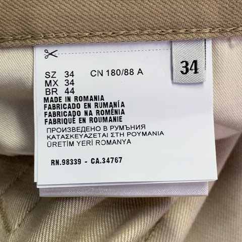 PRADA Size 34 Khaki Twill Cotton Classic Fit Tapered Button Fly Jeans