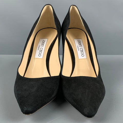 JIMMY CHOO Size 10.5 Black Suede Classic Pumps