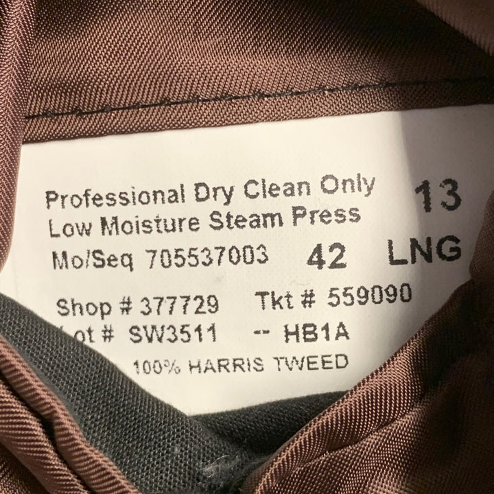 O'CONNELL'S Size 42 Long Brown Beige Herringbone Wool Sport Coat