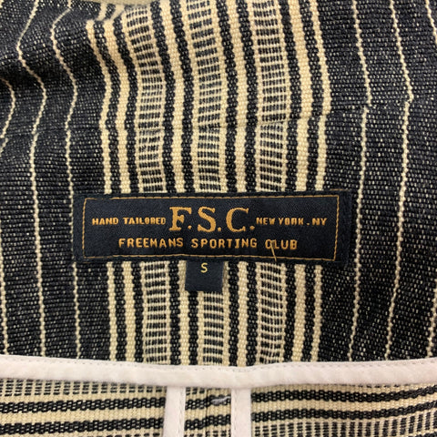 F.S.C. Size S Black Cream Stripe Cotton Notch Lapel Sport Coat