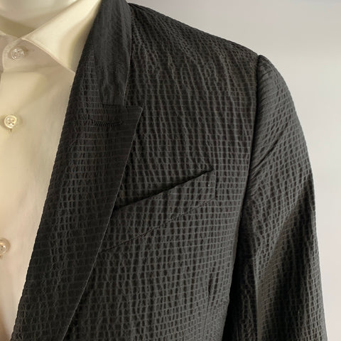 RICK OWENS SS2019 Chest Size 42 Black Textured Wool  Polyamide Sport Coat