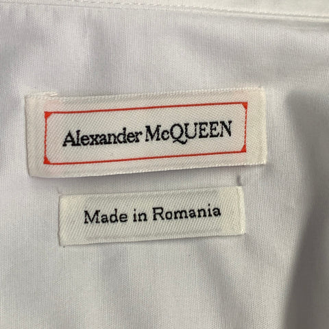 ALEXANDER MCQUEEN Size L White Cotton Blend Curved Cutaway Button Up Long Sleeve Shirt