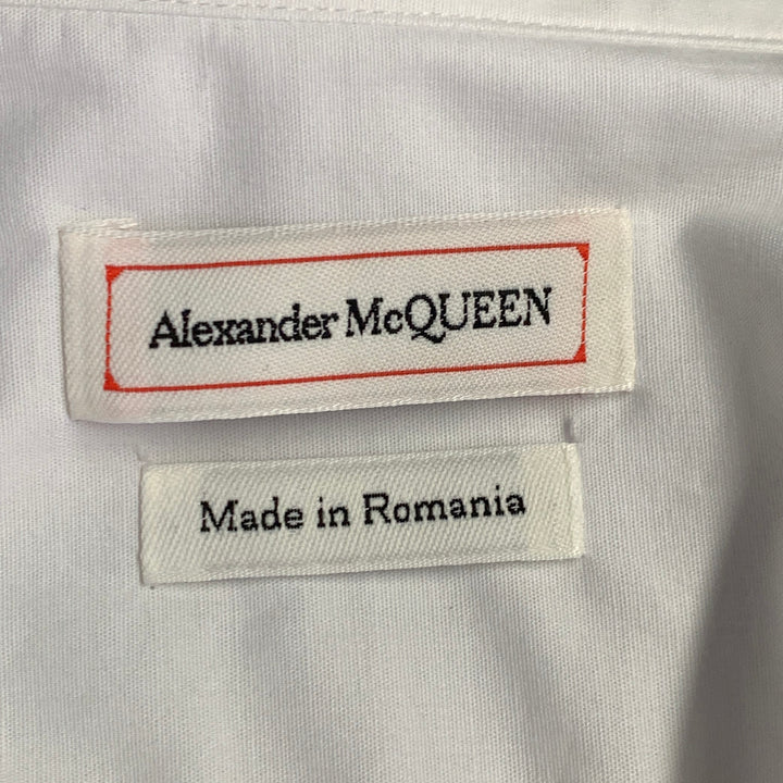 ALEXANDER MCQUEEN Size L White Cotton Blend Curved Cutaway Button Up Long Sleeve Shirt